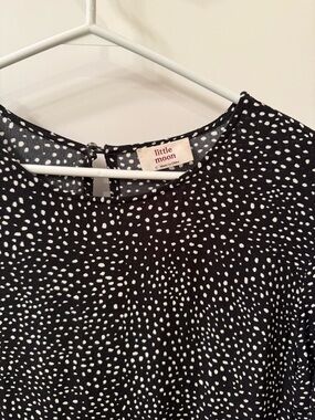 Little Moon Black with White Spot Print Maxi Dress